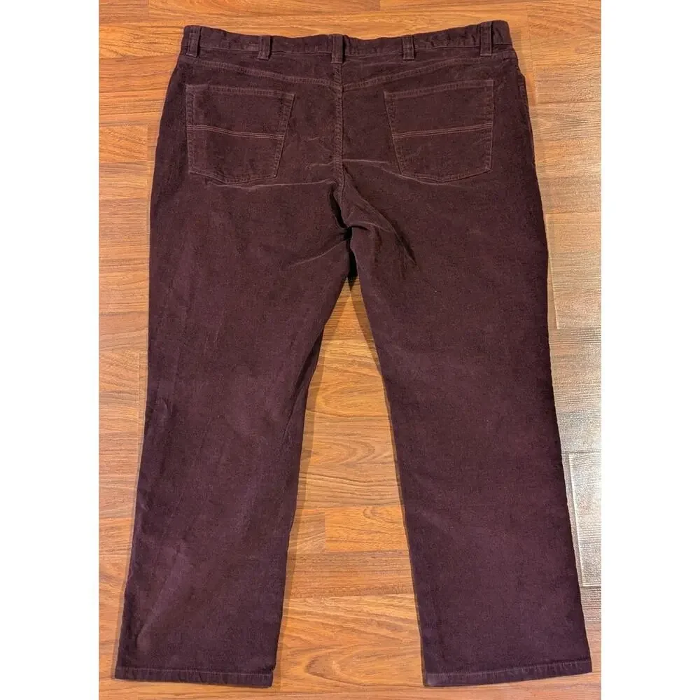 L.L.Bean Mens 44x30 Corduroy Pants Burgundy Standard Fit Stretch Cotton
